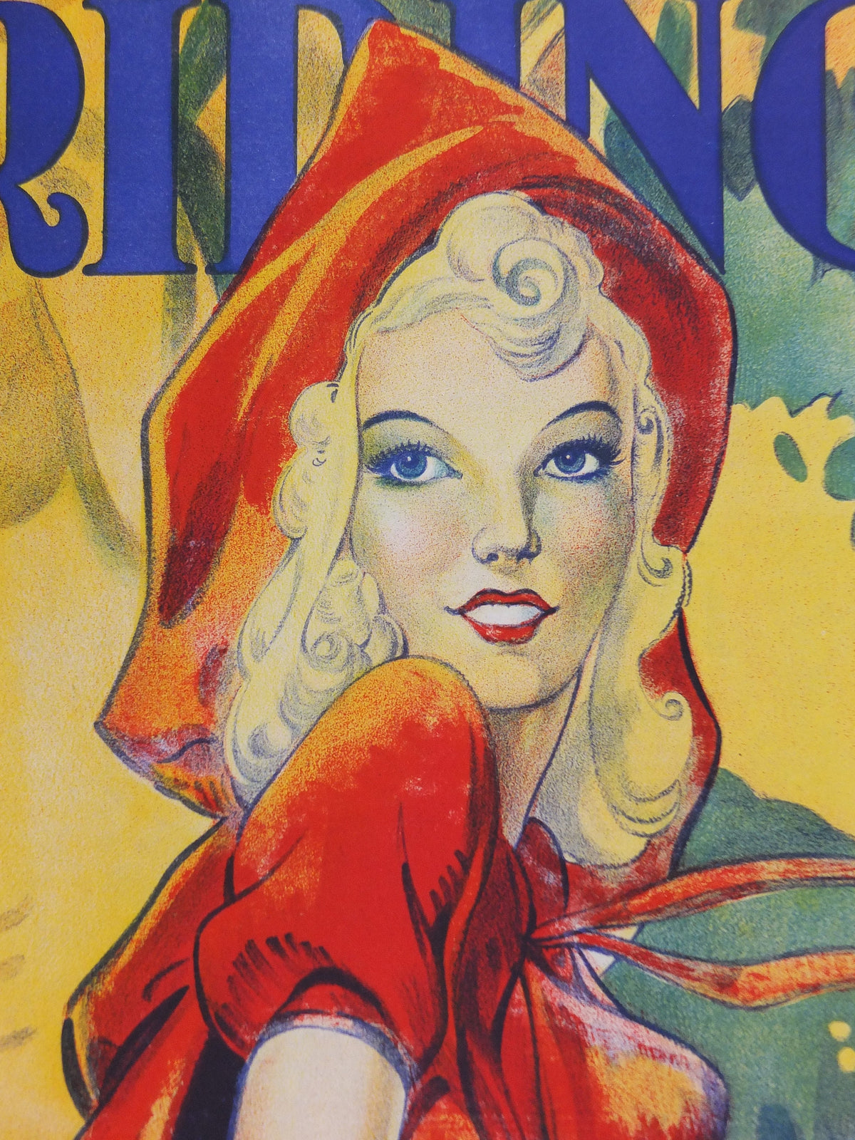 1930s Little Red Riding Hood Pantomime Poster, panto theatre from Taylors of Wombwell Yorkshire, lithograph wall art decor