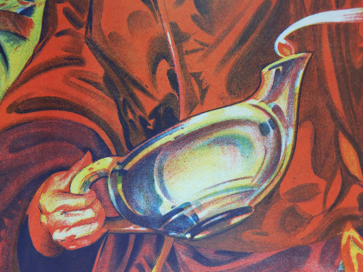 1930s Aladdin Pantomime Poster, panto theatre from Taylors of Wombwell Yorkshire, lithograph wall art decor