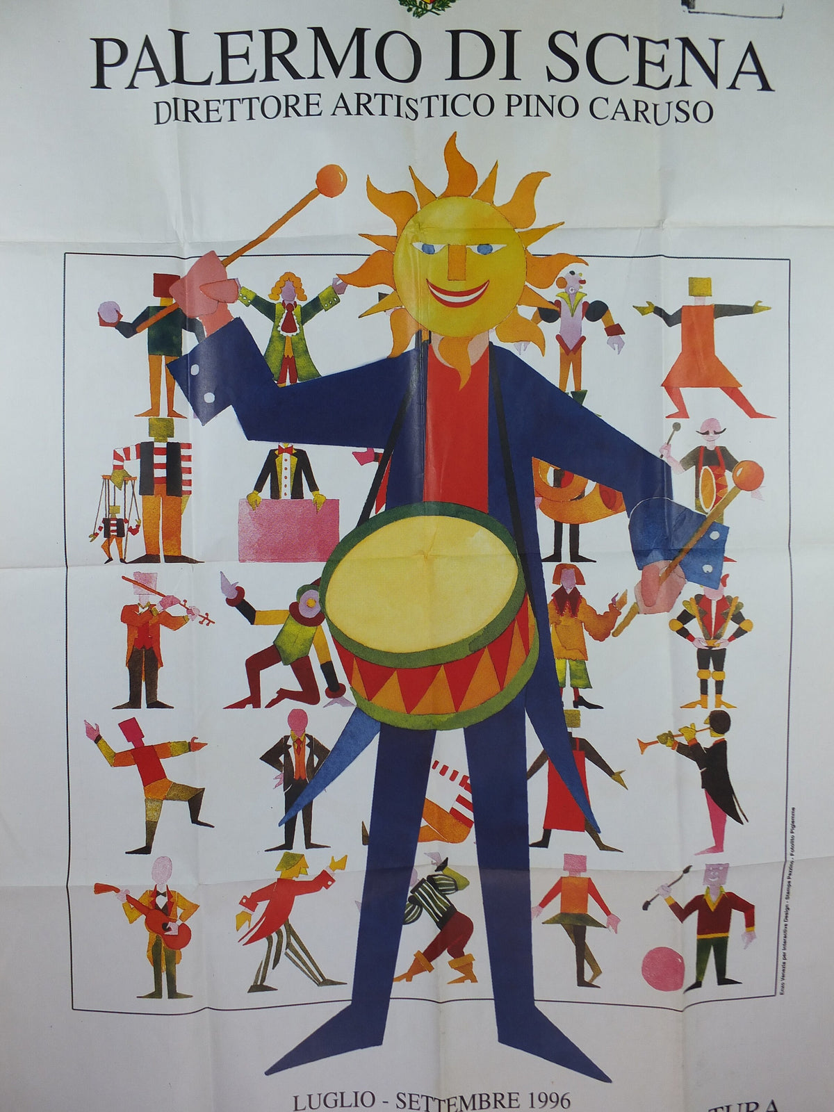 1996 Palermo De Scena Poster, Sicily, Italy, Enzo Venezia, Pino Caruso, Nascita, vita e morte di una speranza, art culture, wall art decor