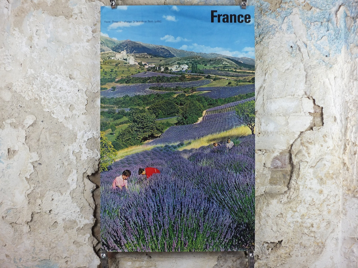 1970s Lavender fields in France Poster, Alpes-de-Haute-Provence, printed by French Government, travel tourism, wall art decor