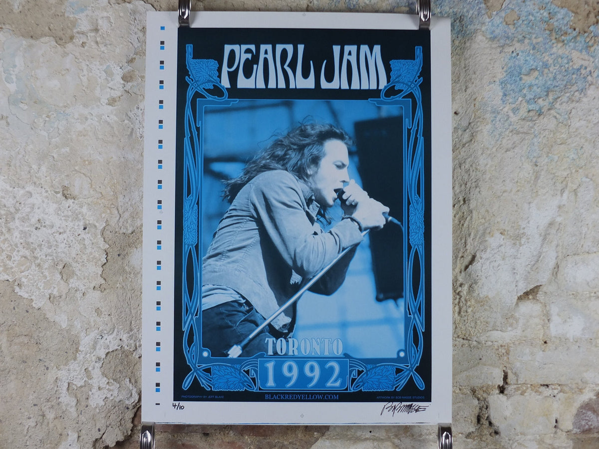 1992 Pearl Jam Concert Poster, Toronto Canadian Tour, signed by Bob Masse, 4/10 uncut A/P artists proof, Seattle Grunge music wall art decor