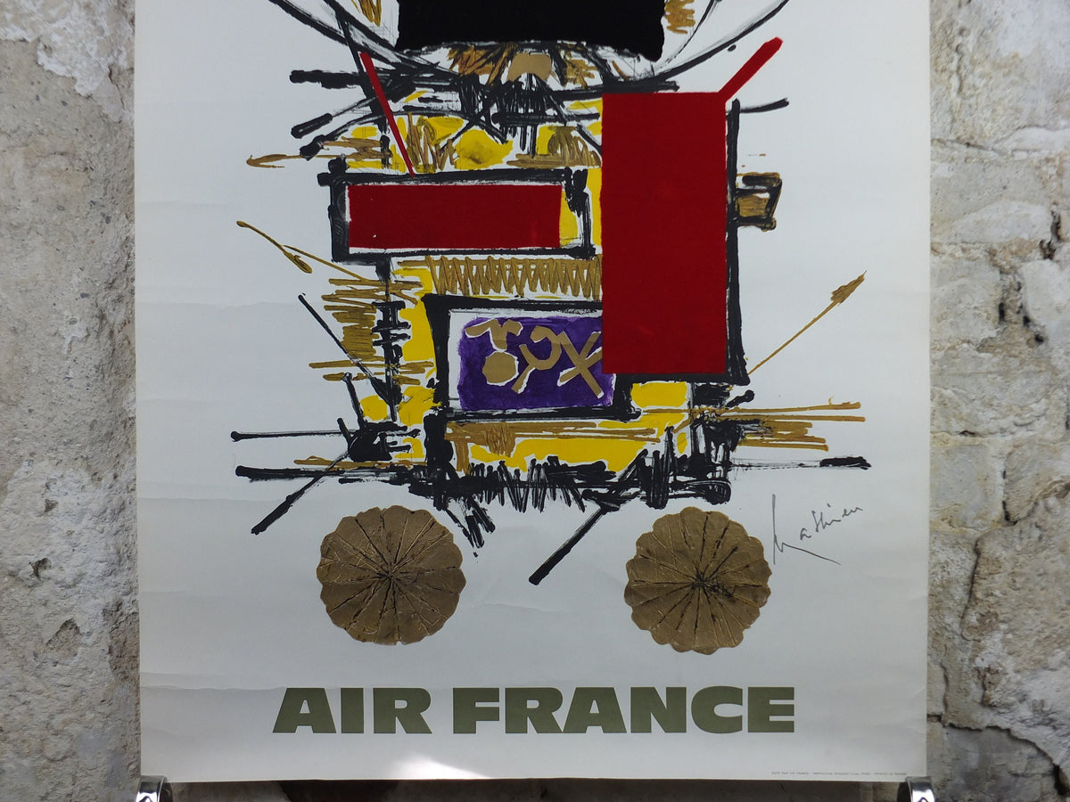1967 Original Air France Poster, Japan by Georges Mathieu, lyrical abstraction, Abstract Art, Aviation, travel wall art decor
