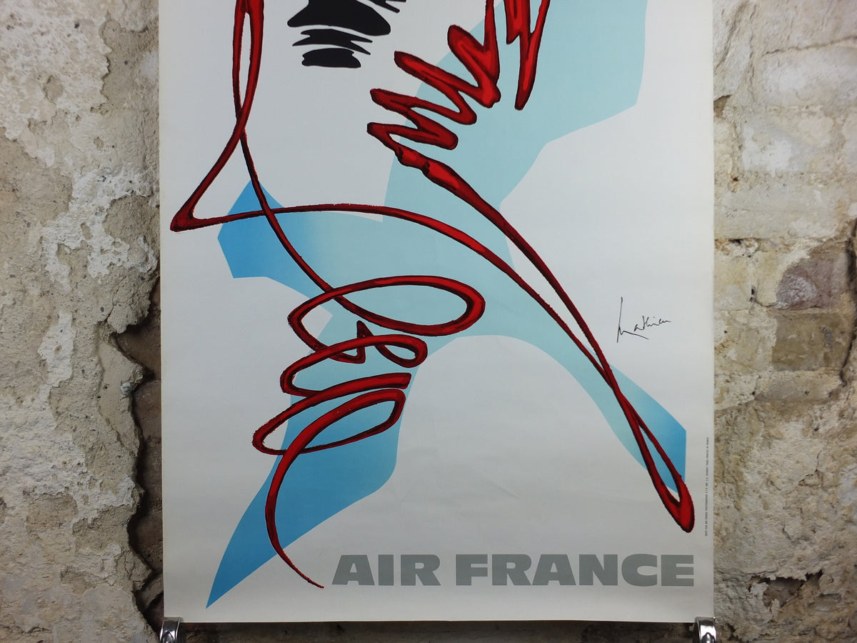 1967 Original Air France Poster, Canada by Georges Mathieu, lyrical abstraction, Abstract Art, Aviation, travel wall art decor