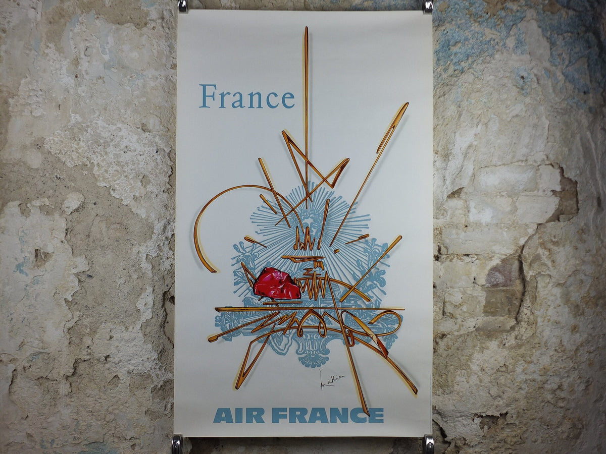 1967 Original Air France Poster, France by Georges Mathieu, lyrical abstraction, Abstract Art, Aviation, travel wall art decor