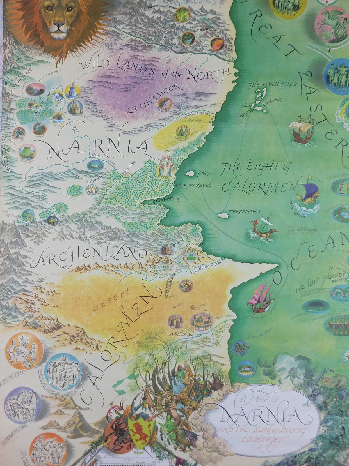 1972 Pauline Baynes Map of Narnia Poster, C.S. Lewis, The Lion the Witch and the Wardrobe Chronicles, Penguin Books, fantasy wall art decor