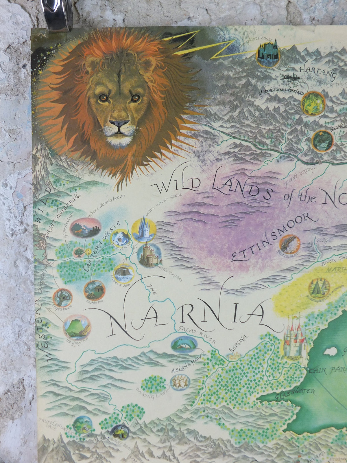 1972 Pauline Baynes Map of Narnia Poster, C.S. Lewis, The Lion the Witch and the Wardrobe Chronicles, Penguin Books, fantasy wall art decor