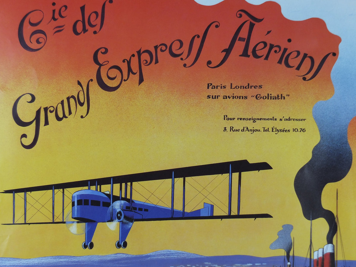 1987 Air France Paris to London Poster, by Dick Apres 1920, from the Air France Museum collection, Aviation, travel wall art decor