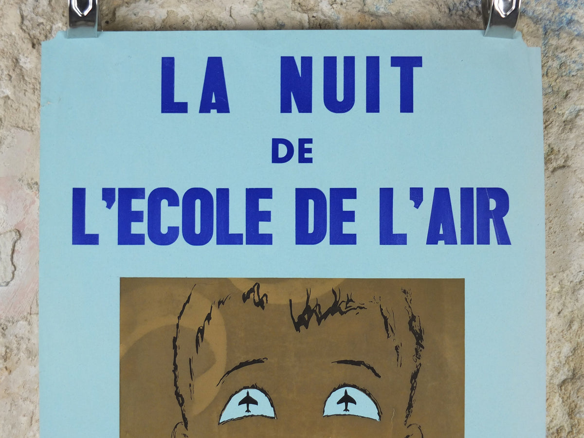 1959 French Air Force Academy Poster, l'nuit de l'ecole de l'air, Flight school, Night dance ballroom ball, wall art decor