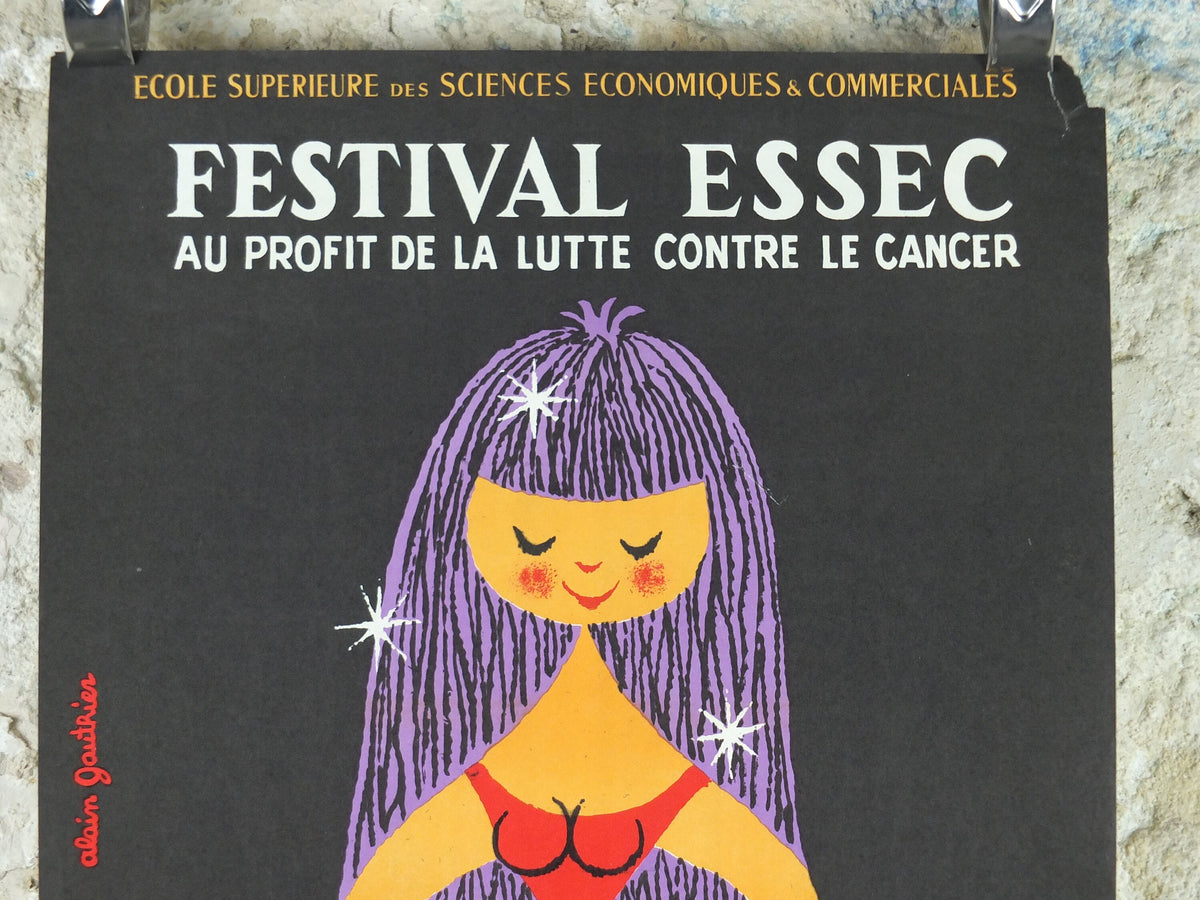 1958 Festival ESSEC Poster, École Supérieure des Sciences Economiques et Commerciales, dance ballroom ball, wall art decor