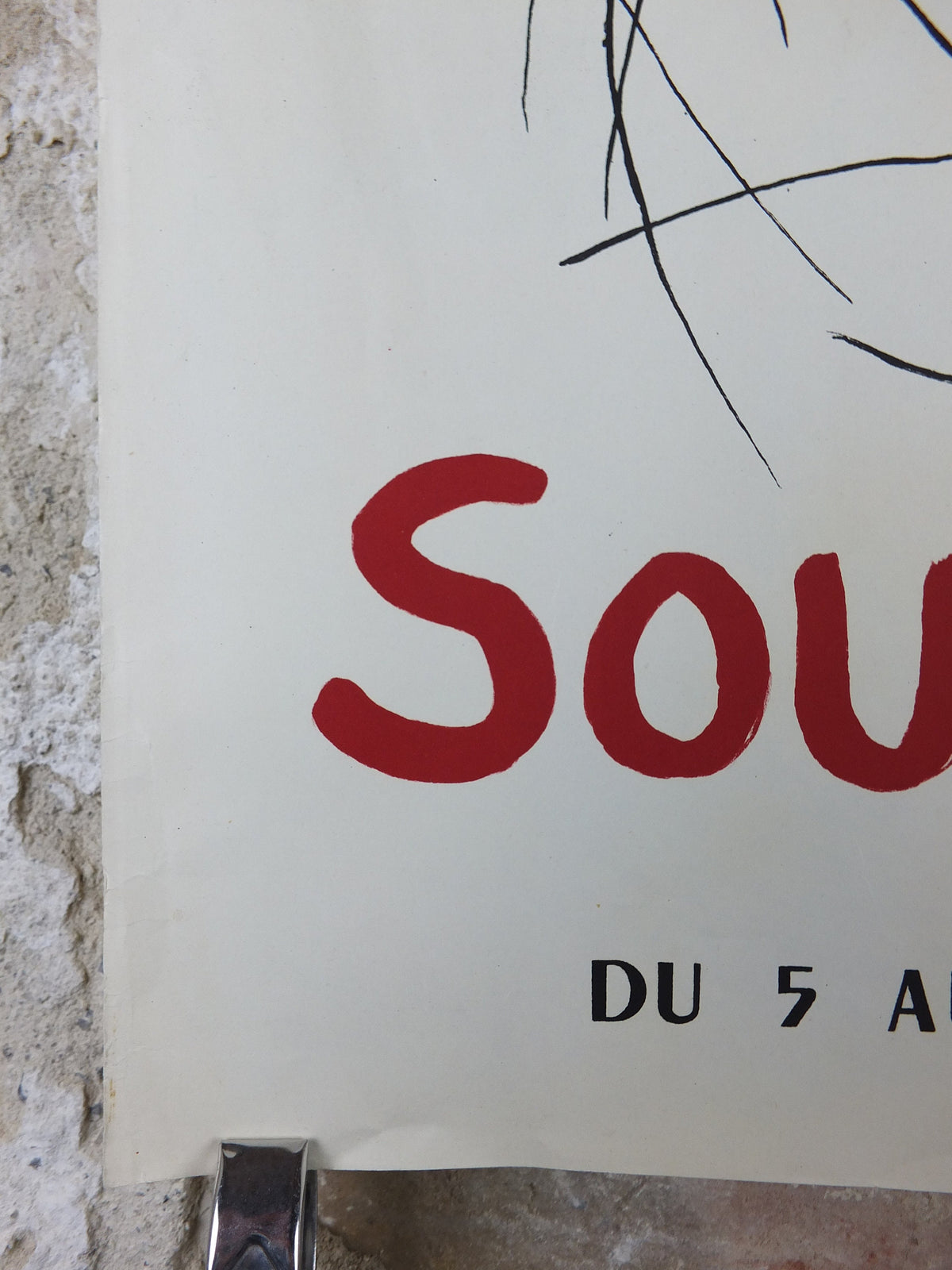 1955 Antonin Soungouroff Poster, an intimate couple, tender sadness, drawing on paper, artist gallery exhibition, wall art decor