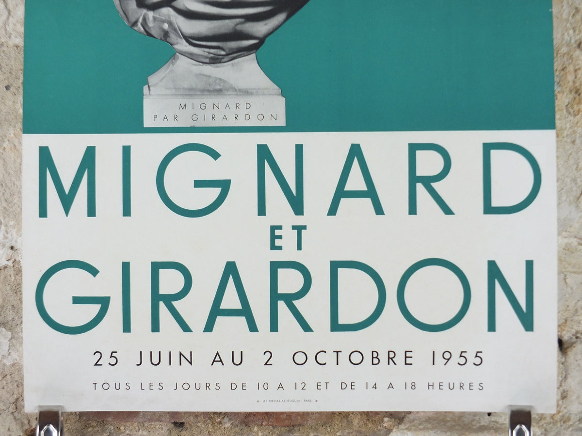 1955 Pierre Mignard & François Girardon Poster, Versailles Court Sculptors, Musee des Beaux Arts Troyes, gallery exhibition wall art decor