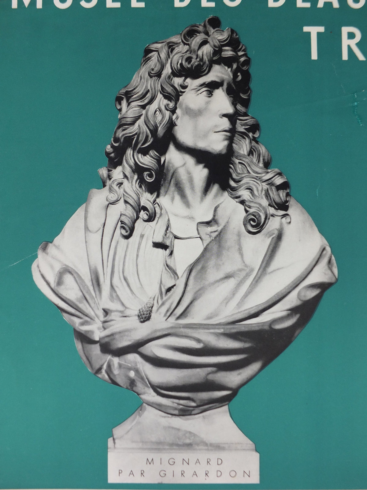 1955 Pierre Mignard & François Girardon Poster, Versailles Court Sculptors, Musee des Beaux Arts Troyes, gallery exhibition wall art decor