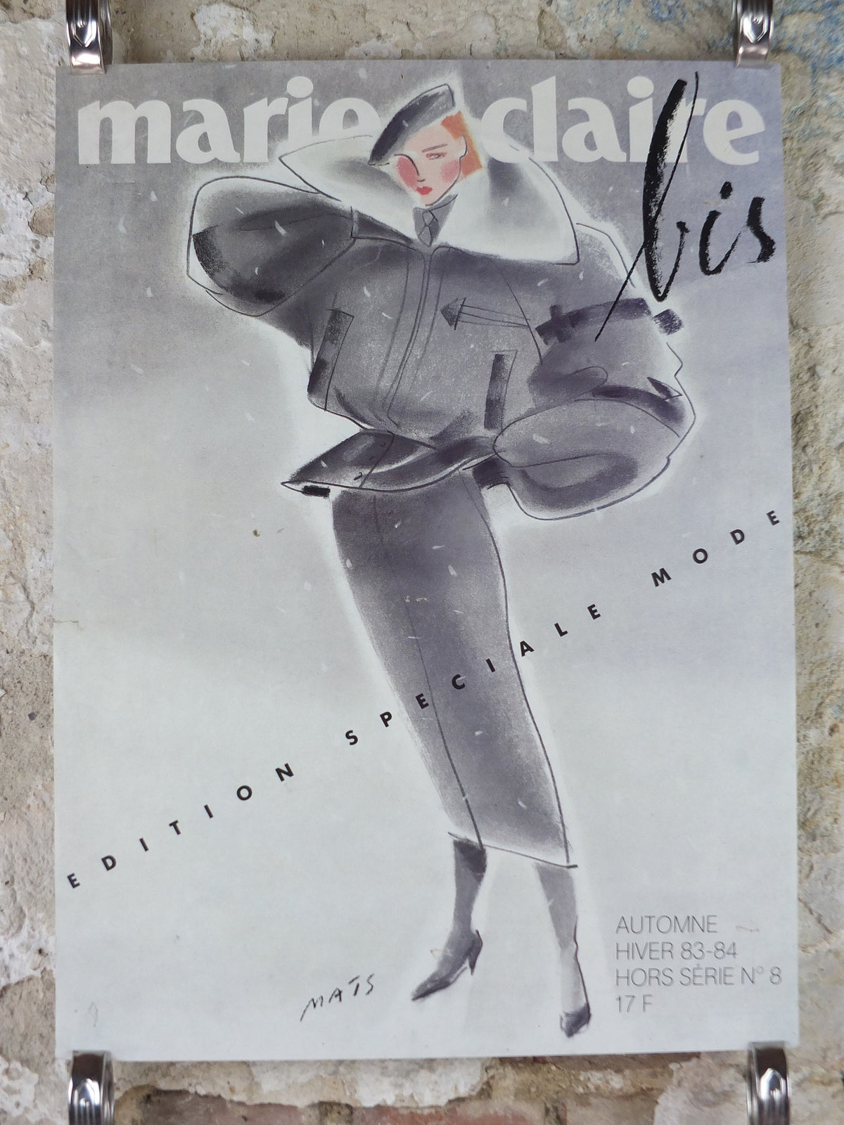 1983 Marie Claire Magazine Poster, by Mats Gustafson, Autumn / Winter 1983 - 1984, fashion Advertising, wall art decor
