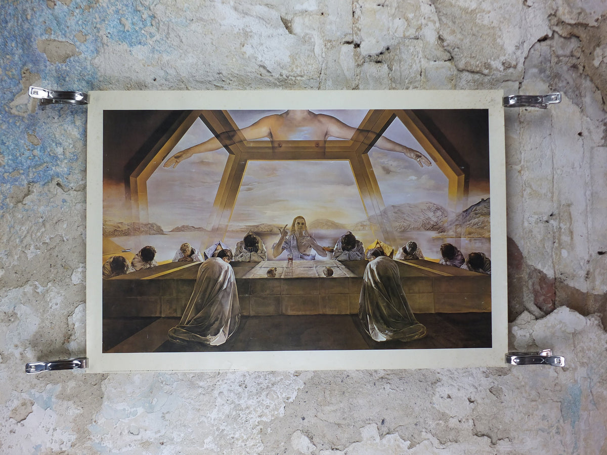 1970s Salvador Dali Poster, The Sacrament of the Last Supper, Jesus religious art, Cubism, Dada, Surrealism, wall art decor