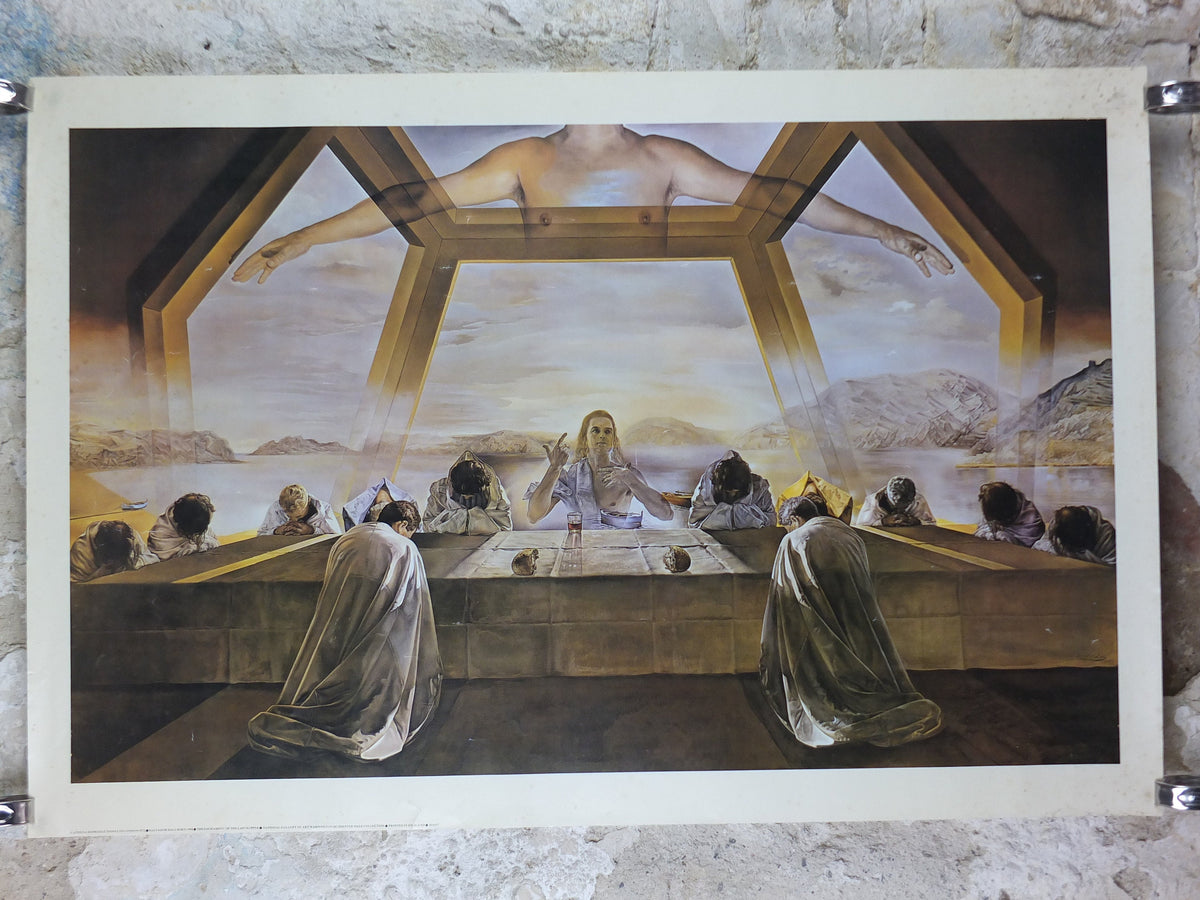 1970s Salvador Dali Poster, The Sacrament of the Last Supper, Jesus religious art, Cubism, Dada, Surrealism, wall art decor