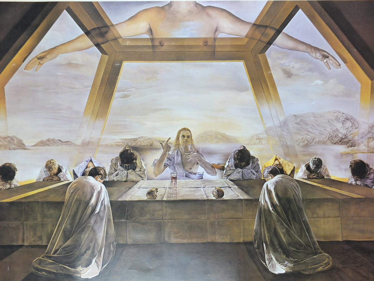 1970s Salvador Dali Poster, The Sacrament of the Last Supper, Jesus religious art, Cubism, Dada, Surrealism, wall art decor