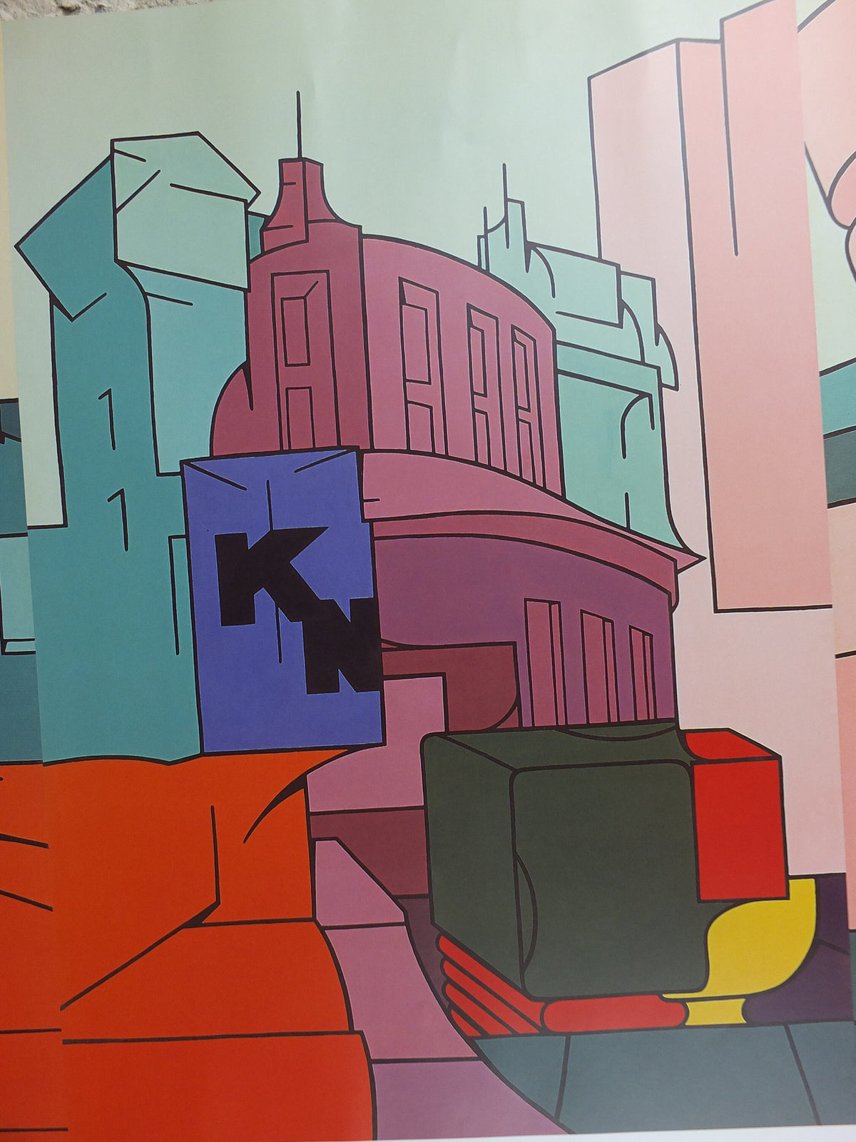 2013 Valerio Adami Poster, Plein Air N.Y., 1968, triptych, Louisiana Museum of Modern Art, pop art, retro wall art decor