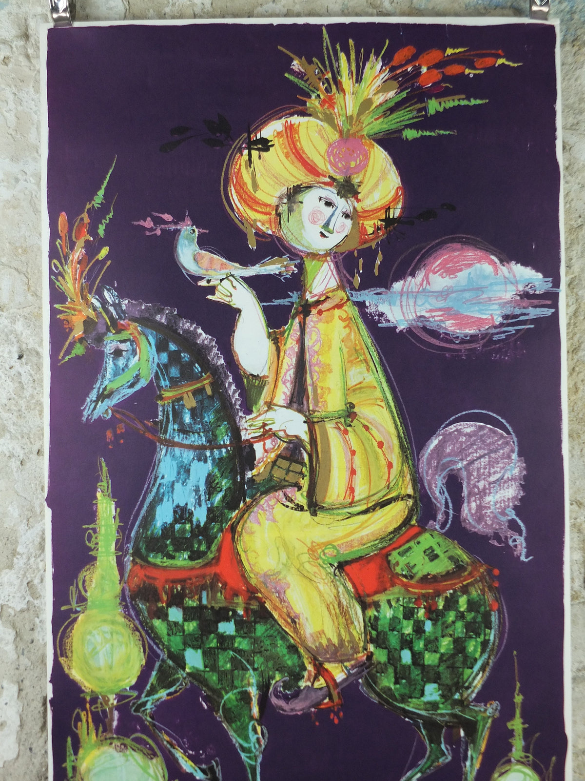 1961 Bjørn Wiinblad Poster, 1001 Arabian Nights, The Story of the Three Sisters, Shahryar & Scheherazade Middle Eastern tales wall art decor