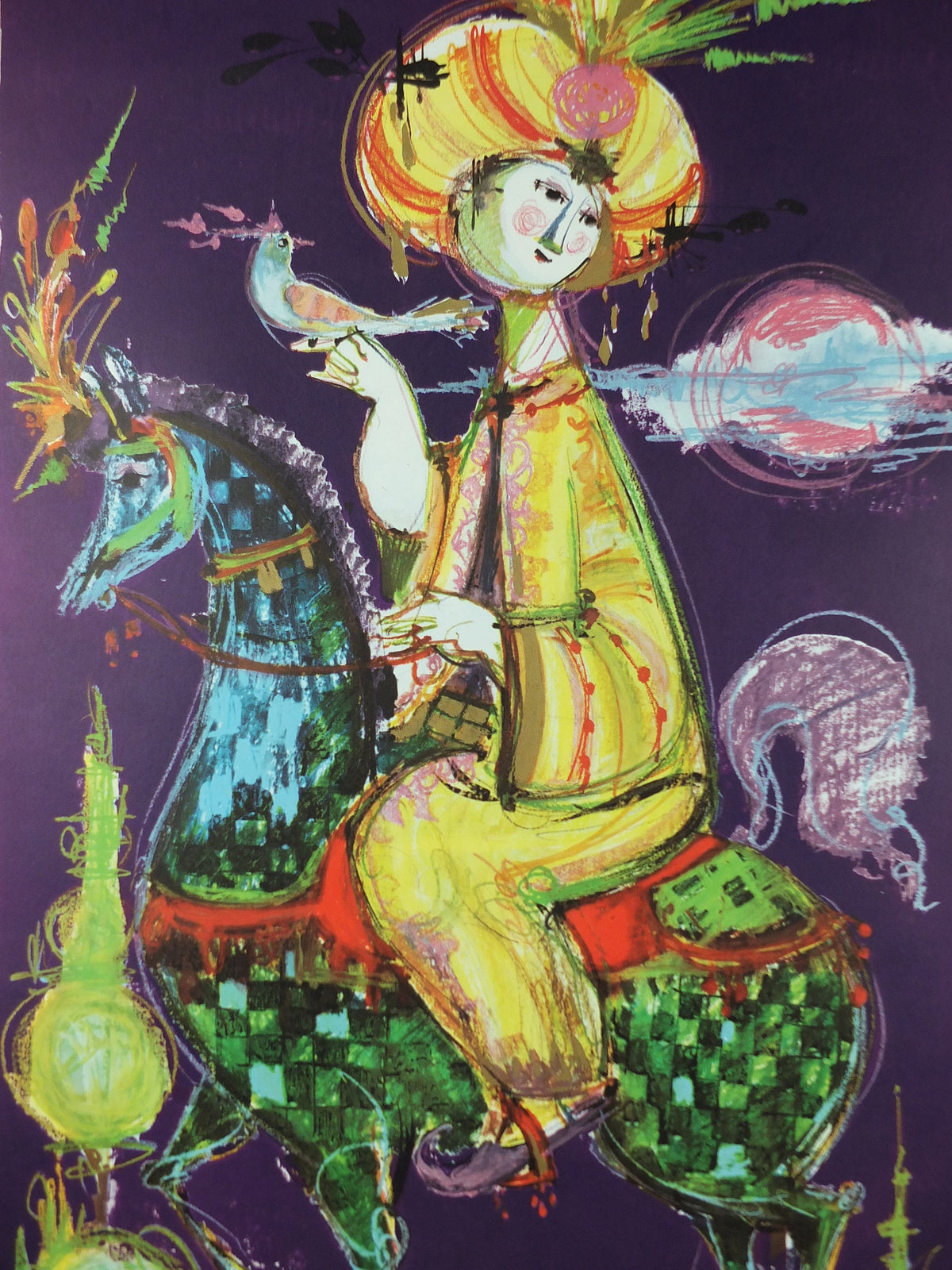 1961 Bjørn Wiinblad Poster, 1001 Arabian Nights, The Story of the Three Sisters, Shahryar & Scheherazade Middle Eastern tales wall art decor