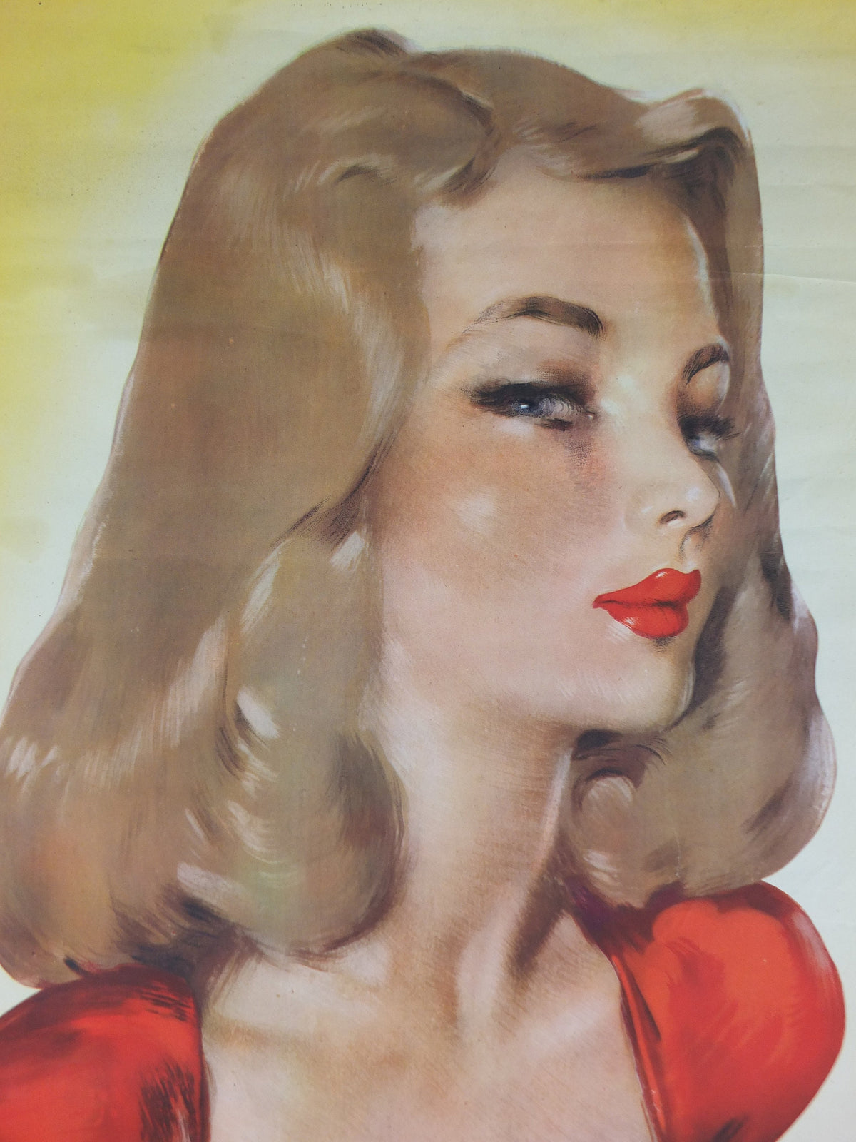 1940s Marconi Poster, A Most Entertaining Companion, Blonde beauty with 40s hairdo and Radio, Marconiphone advertising wall art decor