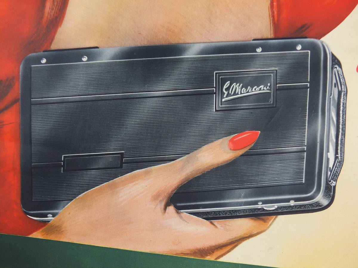 1940s Marconi Poster, A Most Entertaining Companion, Blonde beauty with 40s hairdo and Radio, Marconiphone advertising wall art decor