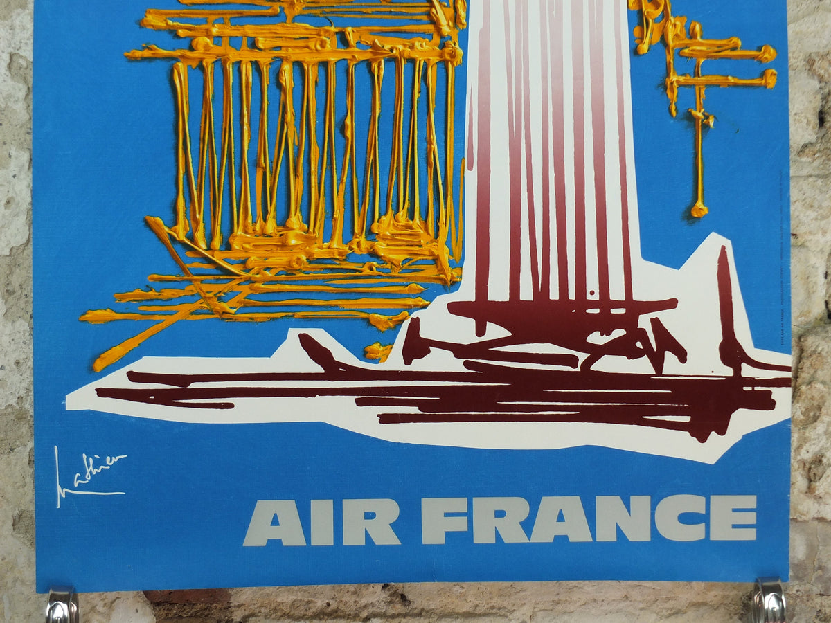 1967 Original Air France Poster, Greece by Georges Mathieu, lyrical abstraction, Abstract Art, Grece Aviation, travel wall art decor