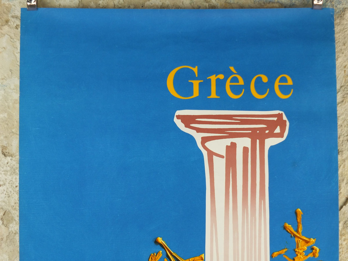1967 Original Air France Poster, Greece by Georges Mathieu, lyrical abstraction, Abstract Art, Grece Aviation, travel wall art decor