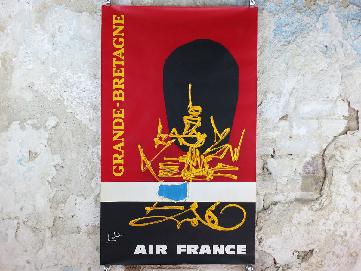 1967 Original Air France Poster, Great Britain by Georges Mathieu, lyrical abstraction, Abstract Art, Grande Bretagne, travel wall art decor