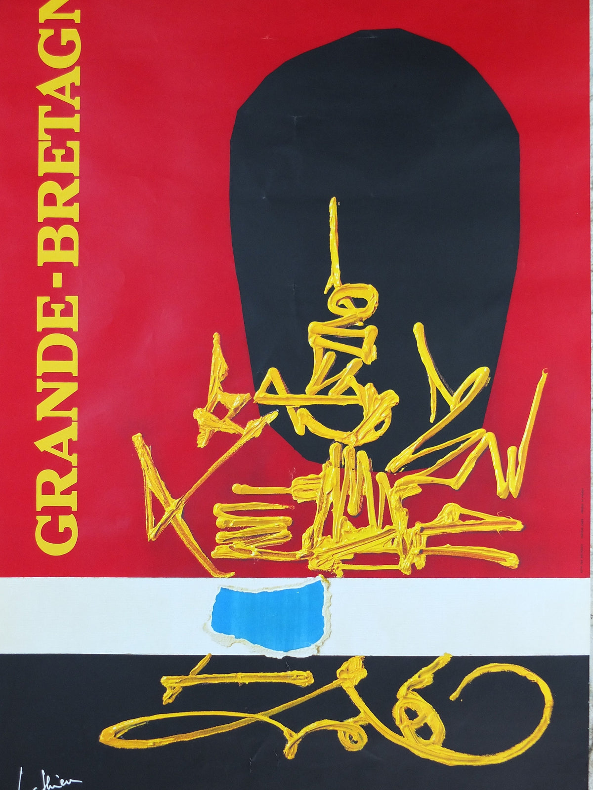 1967 Original Air France Poster, Great Britain by Georges Mathieu, lyrical abstraction, Abstract Art, Grande Bretagne, travel wall art decor