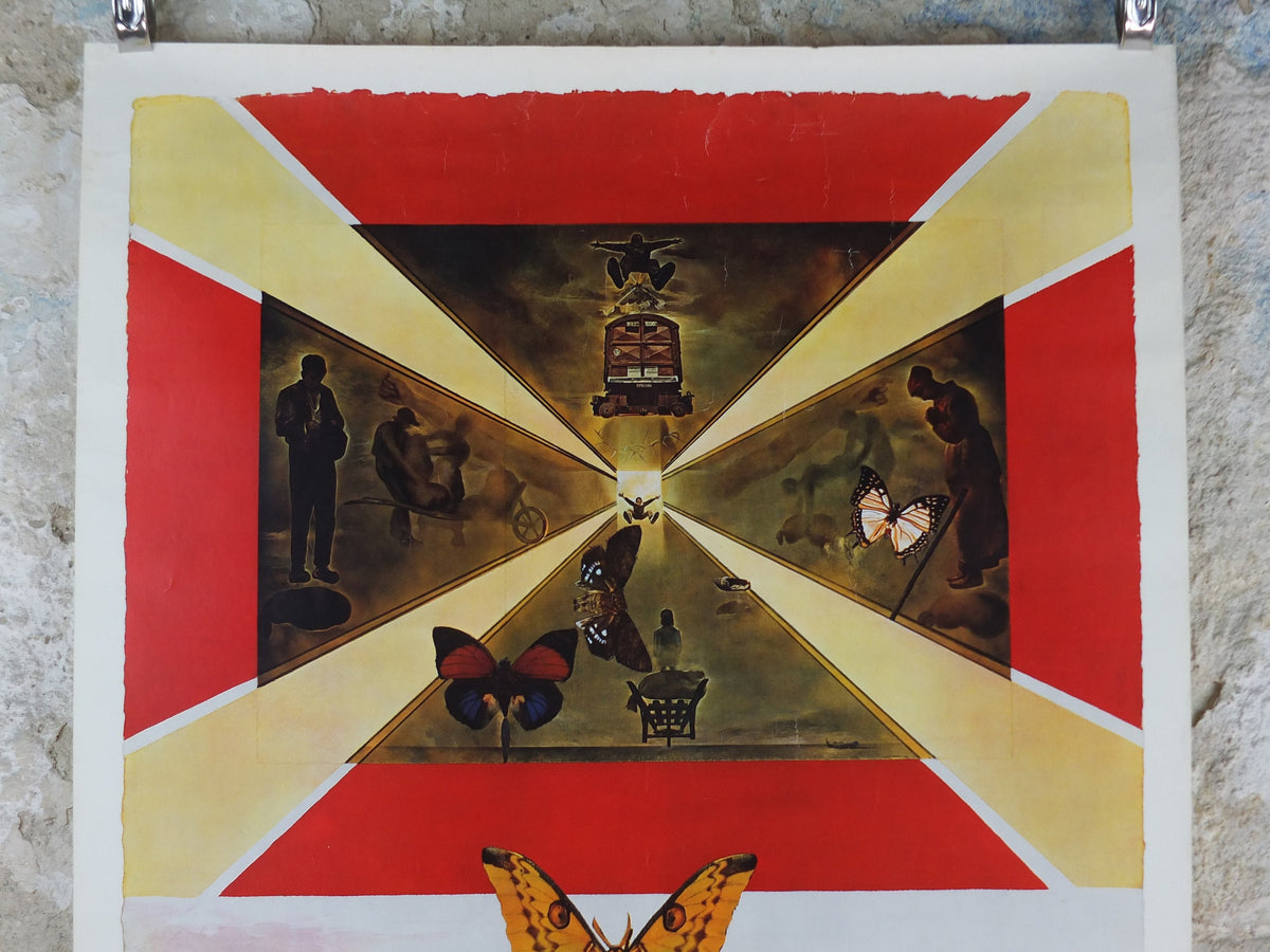 Vintage Dali Roussillon Poster, Salvador Dali, Butterflies, SNCF, travel tourism, 100cmx62cm, Chemins de fer Francais, wall art 1970s