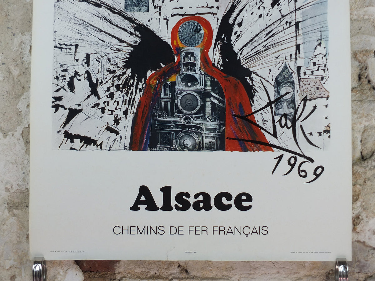 Vintage Dali Alsace Poster, Salvador Dali, Butterflies, SNCF, travel tourism, 100cmx62cm, Chemins de fer Francais, wall art 1970s