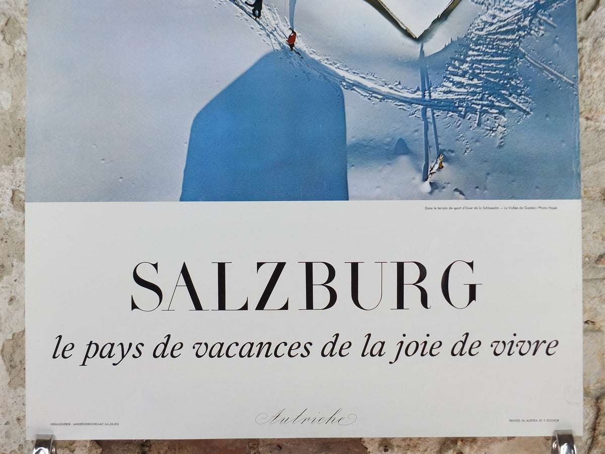 1970s Salzburg Ski Poster, Schlossalm winter sports in the Gastein Valley, Austria Alps travel tourism skiing, wall art decor