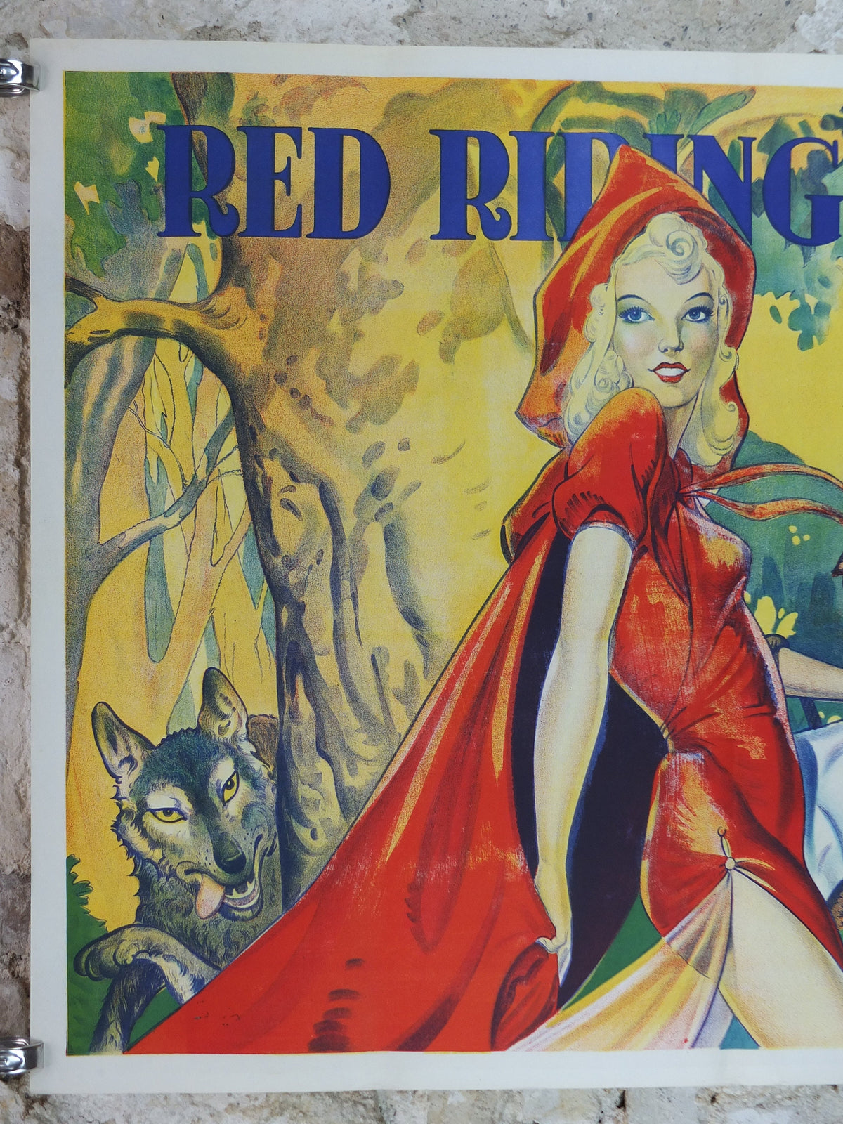 1930s Little Red Riding Hood Pantomime Poster, panto theatre from Taylors of Wombwell Yorkshire, lithograph wall art decor