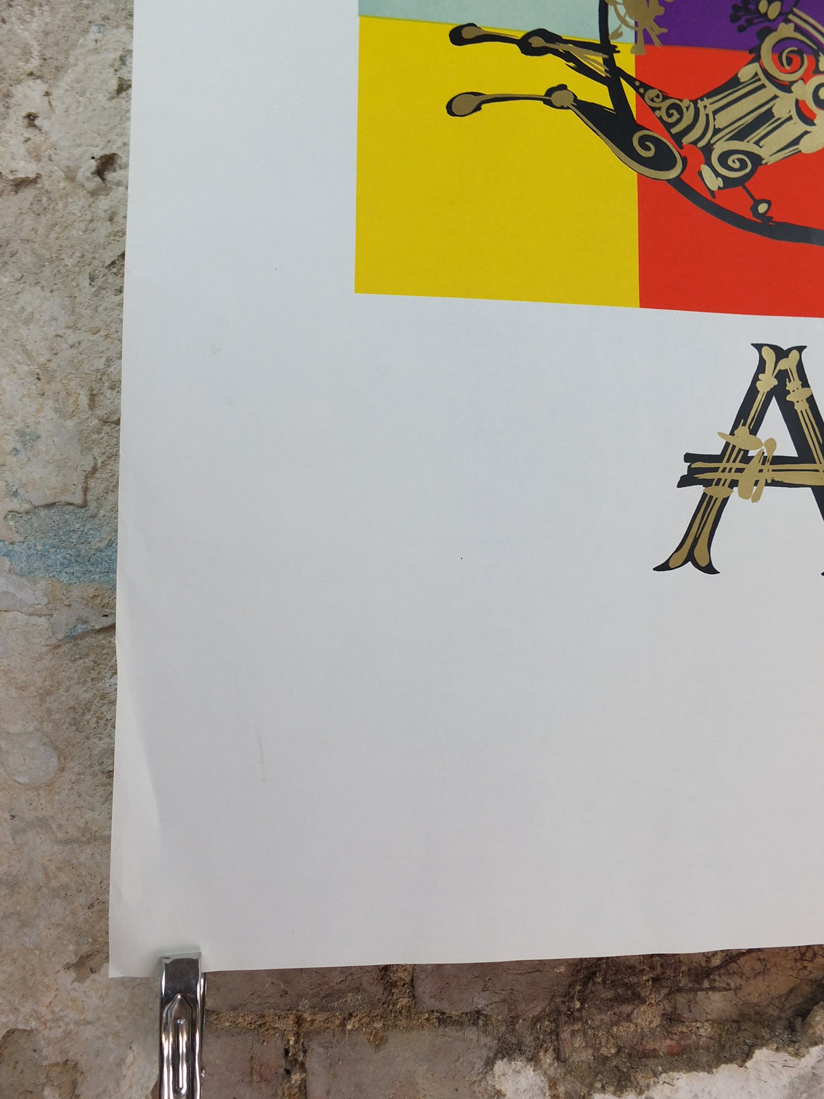1965 Bjørn Wiinblad Poster, ABC Theatre, Colourful soldier on a horse, Danish Design, large wall art decor