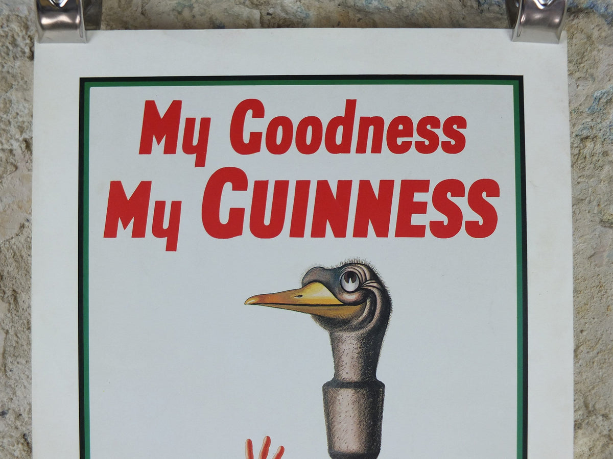 1981 John Gilroy Guinness Toucan Poster, Ostrich 1936, Guinness Zookeeper with ostrich who has swallowed his pint, wall art retro decor