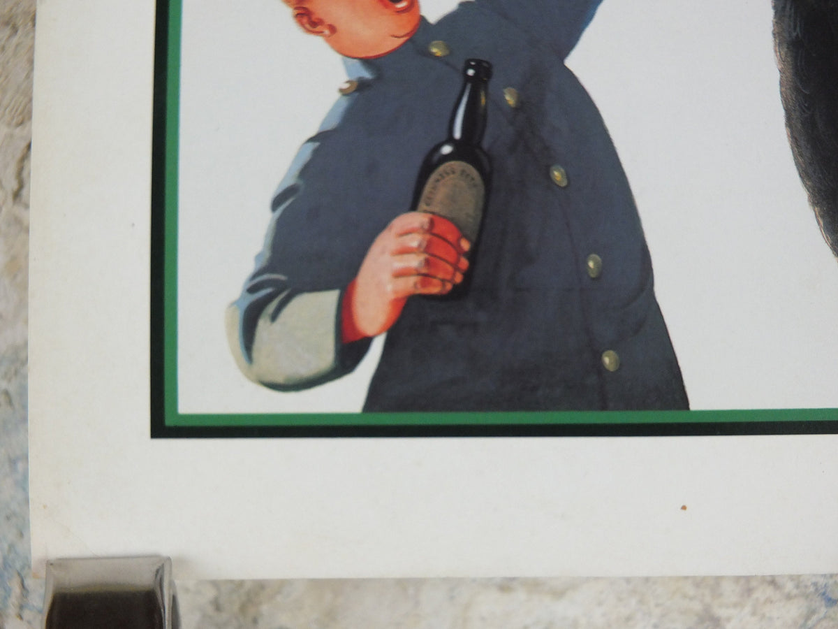 1981 John Gilroy Guinness Toucan Poster, Ostrich 1936, Guinness Zookeeper with ostrich who has swallowed his pint, wall art retro decor