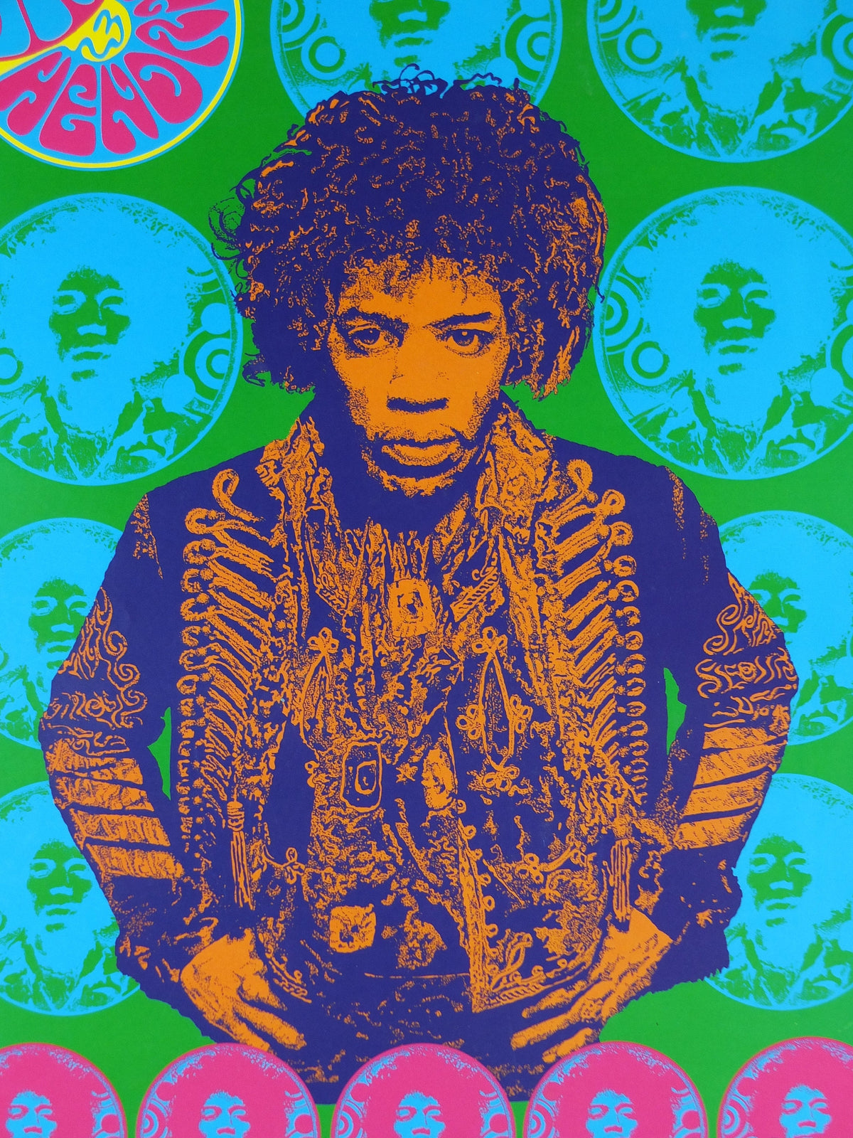 1990s Jimi Hendrix Poster, signed limited edition 66/500, Purple Haze, electric guitar master, music wall art decor