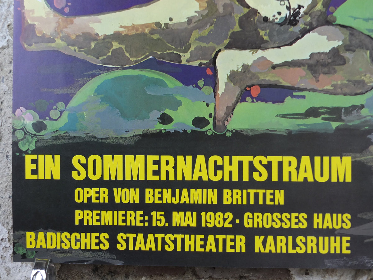 1982 Bjørn Wiinblad Poster, A Midsummer Night's Dream, William Shakespeare, Ein Sommernachtstraum, theatre wall art decor