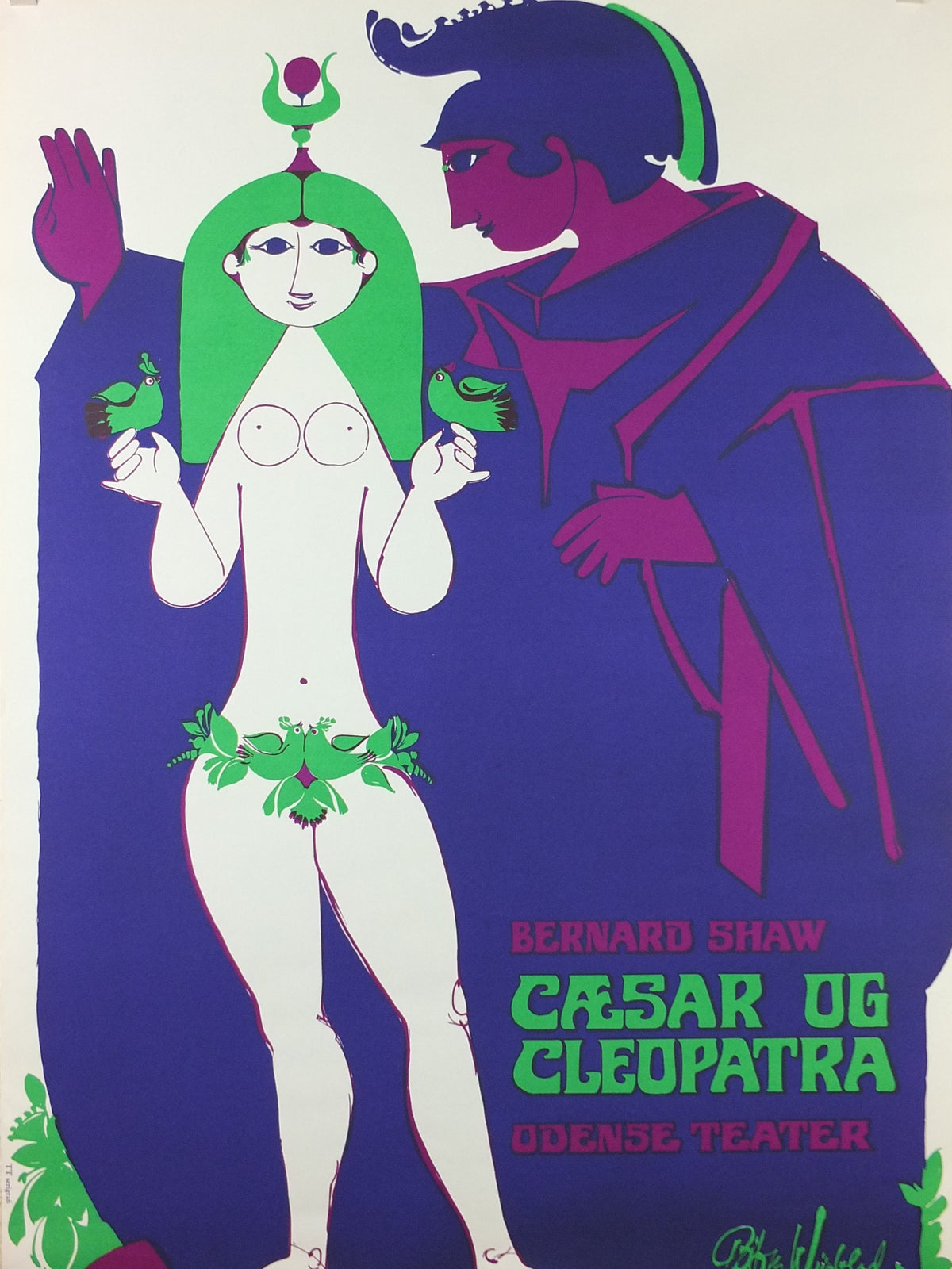 1974 Bjørn Wiinblad Poster, Caesar & Cleopatra, George Bernhard Shaw, Odense Theatre, theatre wall art decor