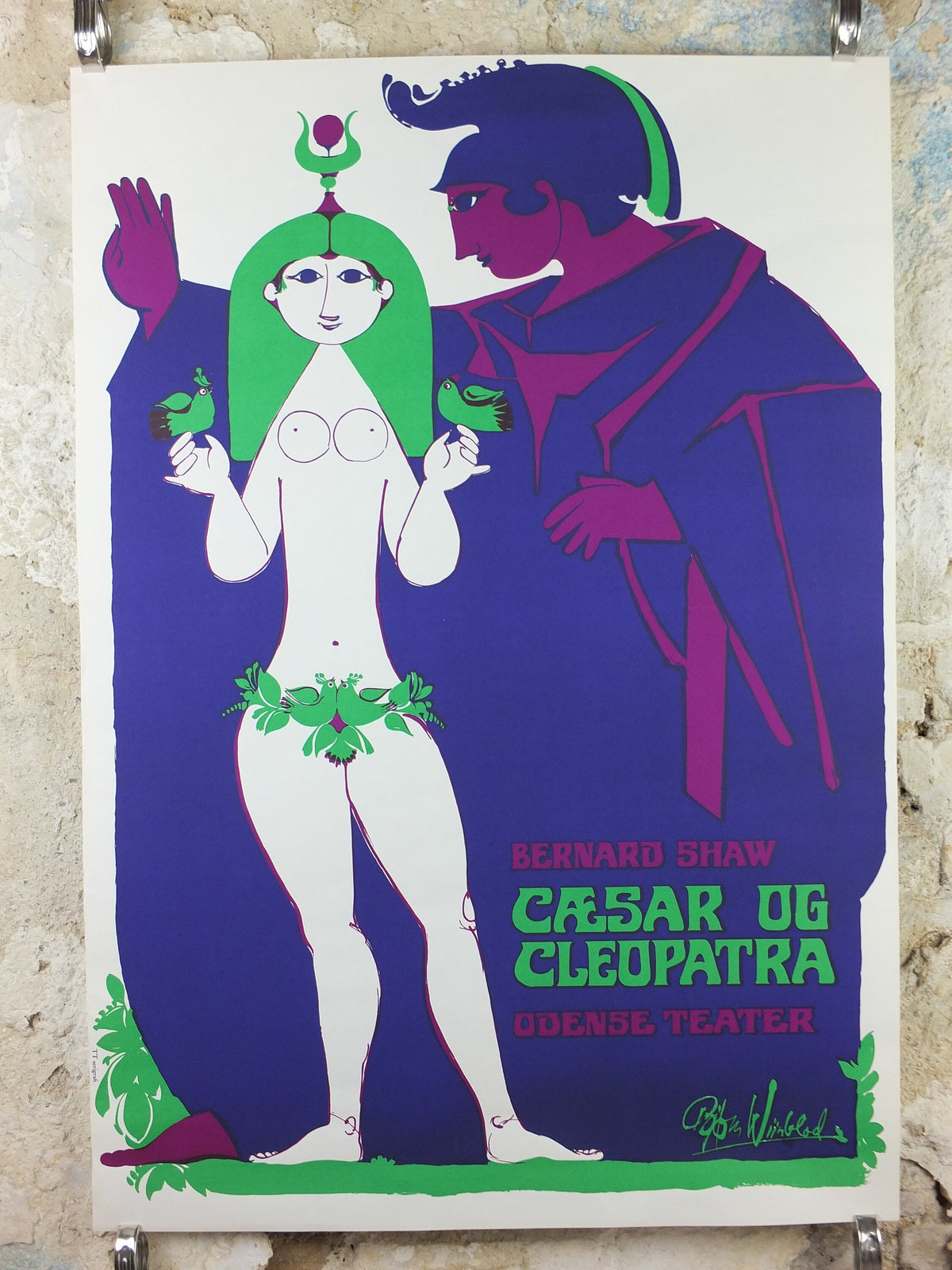 1974 Bjørn Wiinblad Poster, Caesar & Cleopatra, George Bernhard Shaw, Odense Theatre, theatre wall art decor