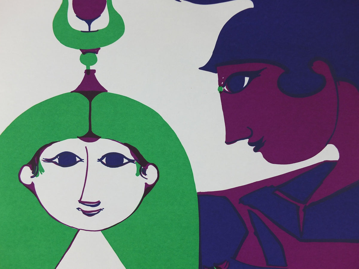 1974 Bjørn Wiinblad Poster, Caesar & Cleopatra, George Bernhard Shaw, Odense Theatre, theatre wall art decor