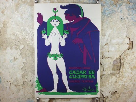 1974 Bjørn Wiinblad Poster, Caesar & Cleopatra, George Bernhard Shaw, Odense Theatre, theatre wall art decor