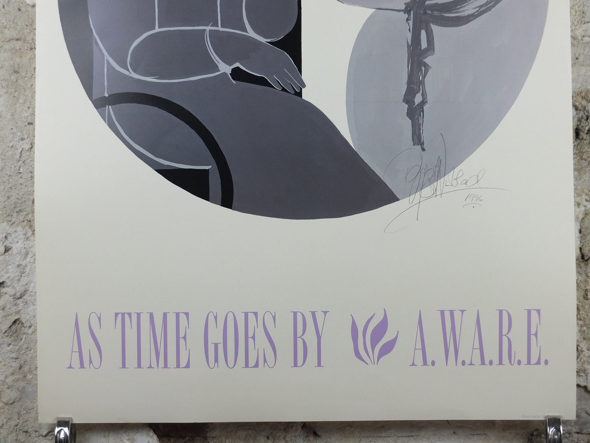 1996 Bjørn Wiinblad Poster, "As Time Goes By", a health awareness poster for Alzheimers in Dallas, health wall art decor