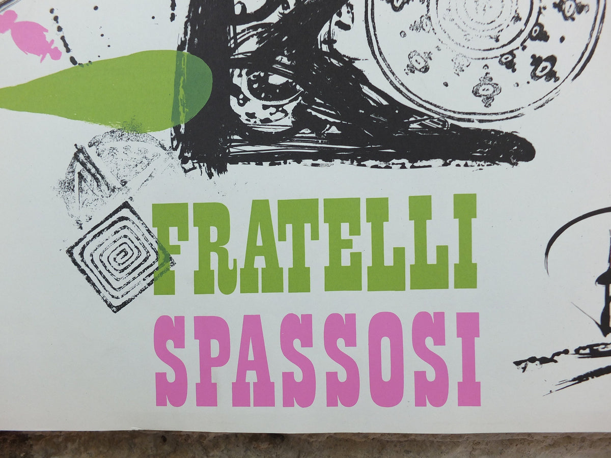 1966 Bjørn Wiinblad Poster, The Chuckle Brothers, Fratelli Spassosi, Juggling and Italian Performing Arts, theatre wall art decor