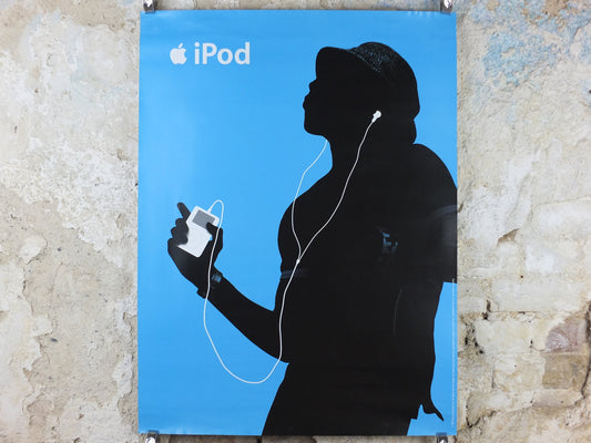 2004 Apple iPod Poster, original Dancing man in hat by Susan Alinsangan and Casey Leveque, music computer technology, retro wall art decor