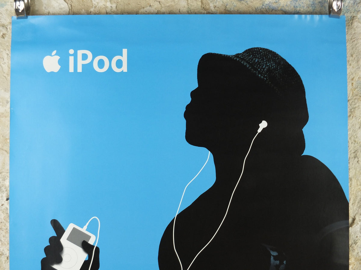 2004 Apple iPod Poster, original Dancing man in hat by Susan Alinsangan and Casey Leveque, music computer technology, retro wall art decor