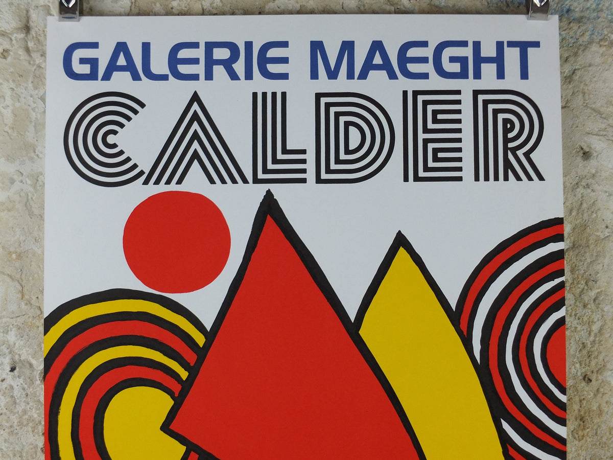 1973 Alexander Calder Poster, The Triangles and Spirals, Galerie Maeght Paris, Innovative Mobiles artist, gallery exhibition, wall art decor