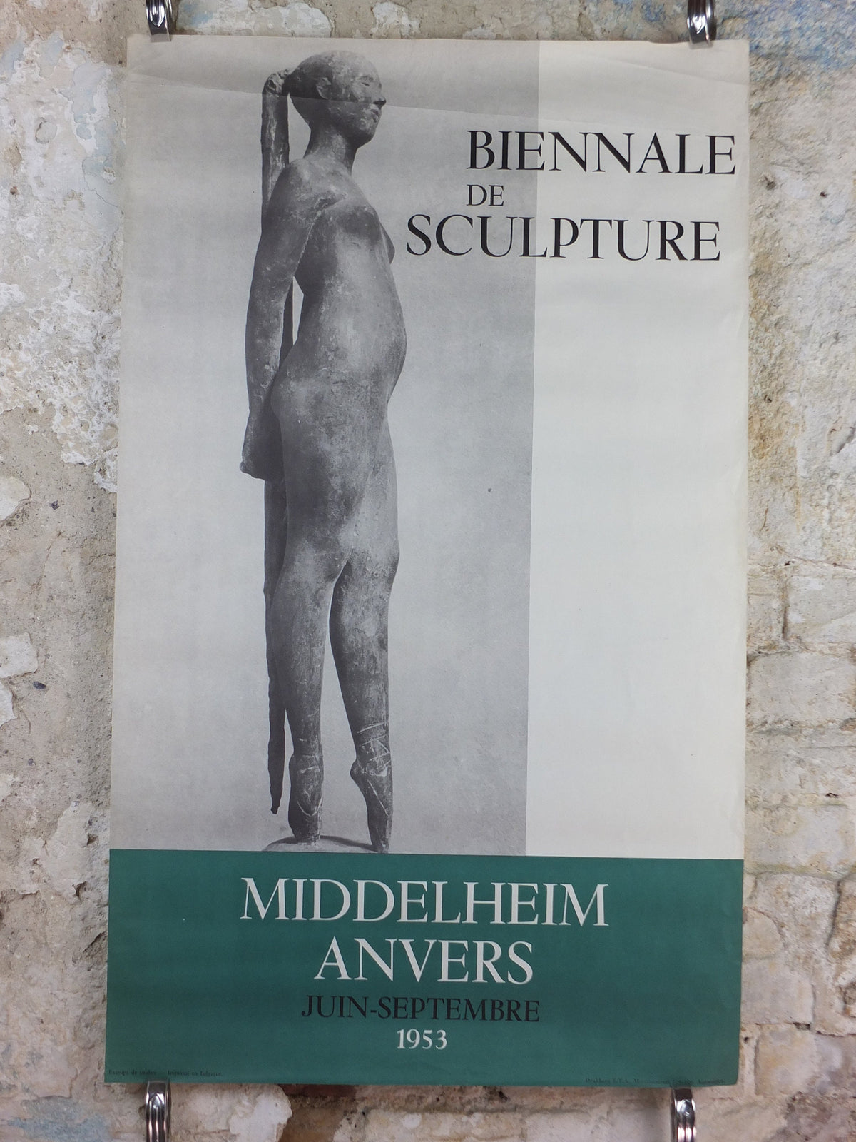 1953 Sculpture Poster, from Giacomo Manzù, Ballerina with long pony tail, artist gallery exhibition, wall art decor