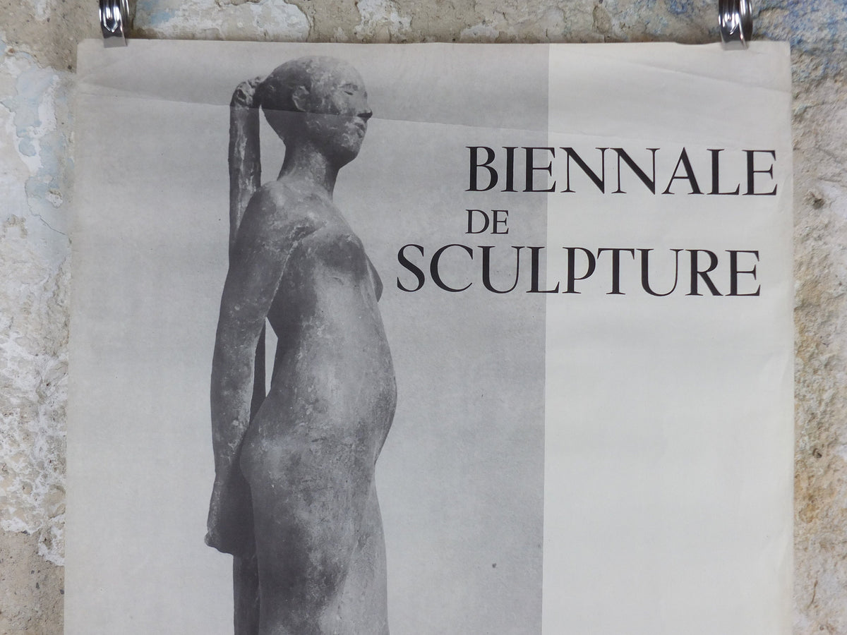 1953 Sculpture Poster, from Giacomo Manzù, "Dancers", Ballerina with long pony tail, artist gallery exhibition, wall art decor