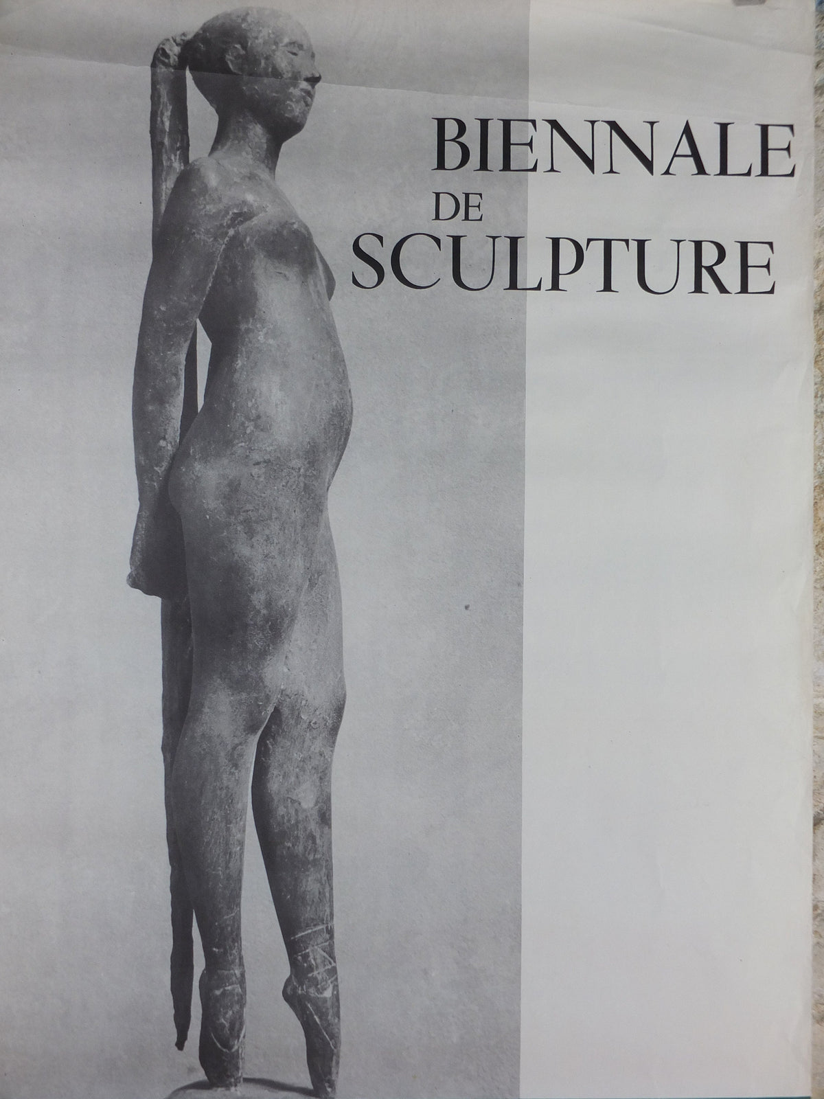 1953 Sculpture Poster, from Giacomo Manzù, "Dancers", Ballerina with long pony tail, artist gallery exhibition, wall art decor